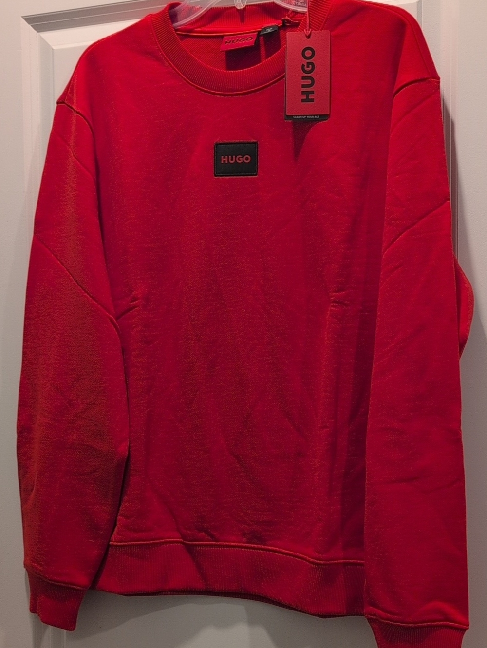 HUGO Men's Bright Red Crewneck Sweatshirt